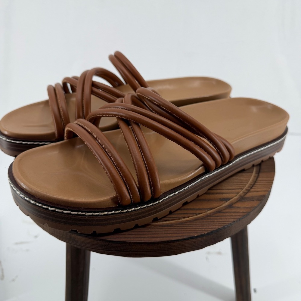 Madewell Multi Strap Lugsole Slides Size 11 Leather Brown‎ EUC Normcore